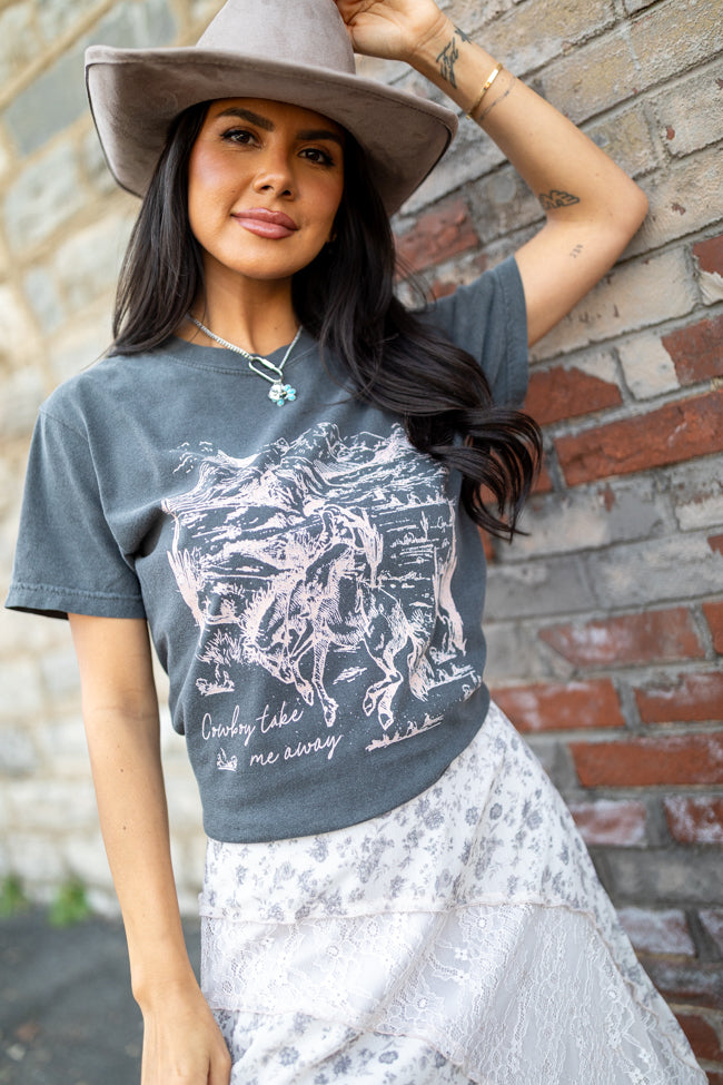 Cowboy Take Me Away Dark Grey Graphic Tee SALE-Sunny Prom