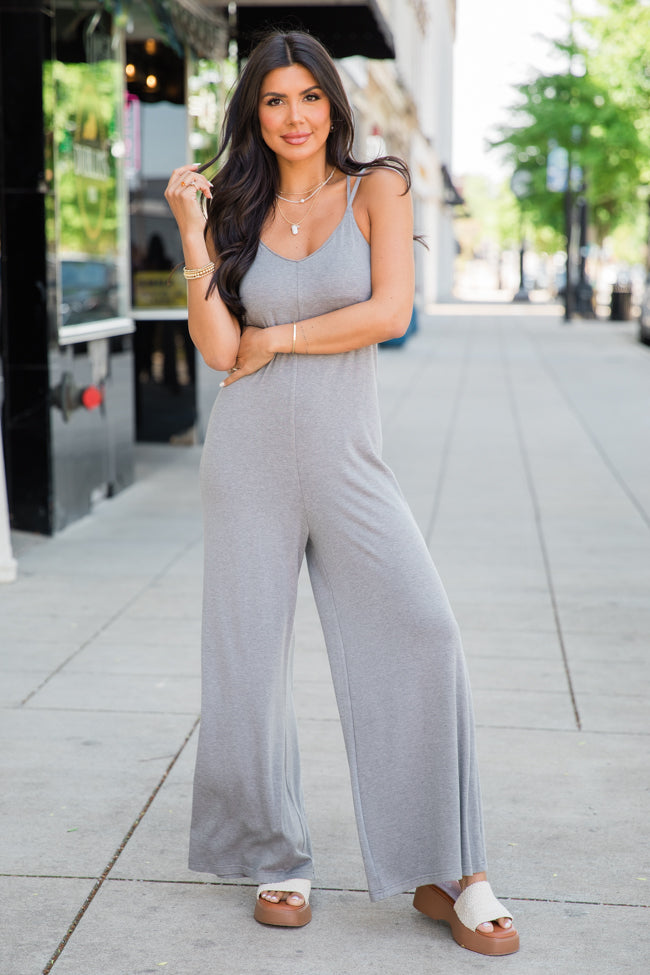 Let Me See You Grey Knit Jumpsuit FINAL SALE-Sunny Prom