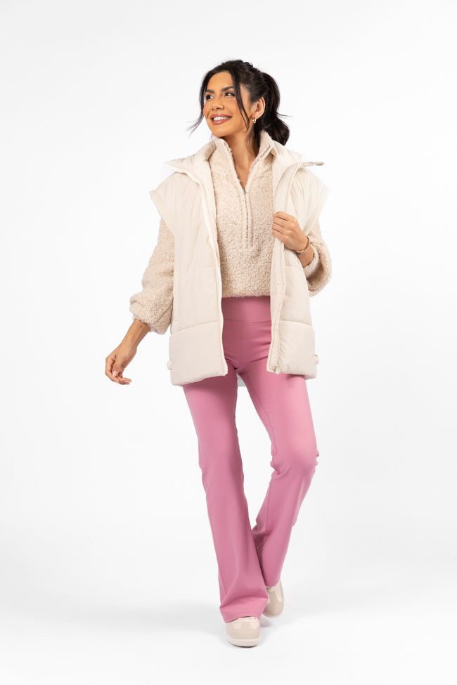 Get Moving Pink Flare Knit Leggings FINAL SALE-Sunny Prom