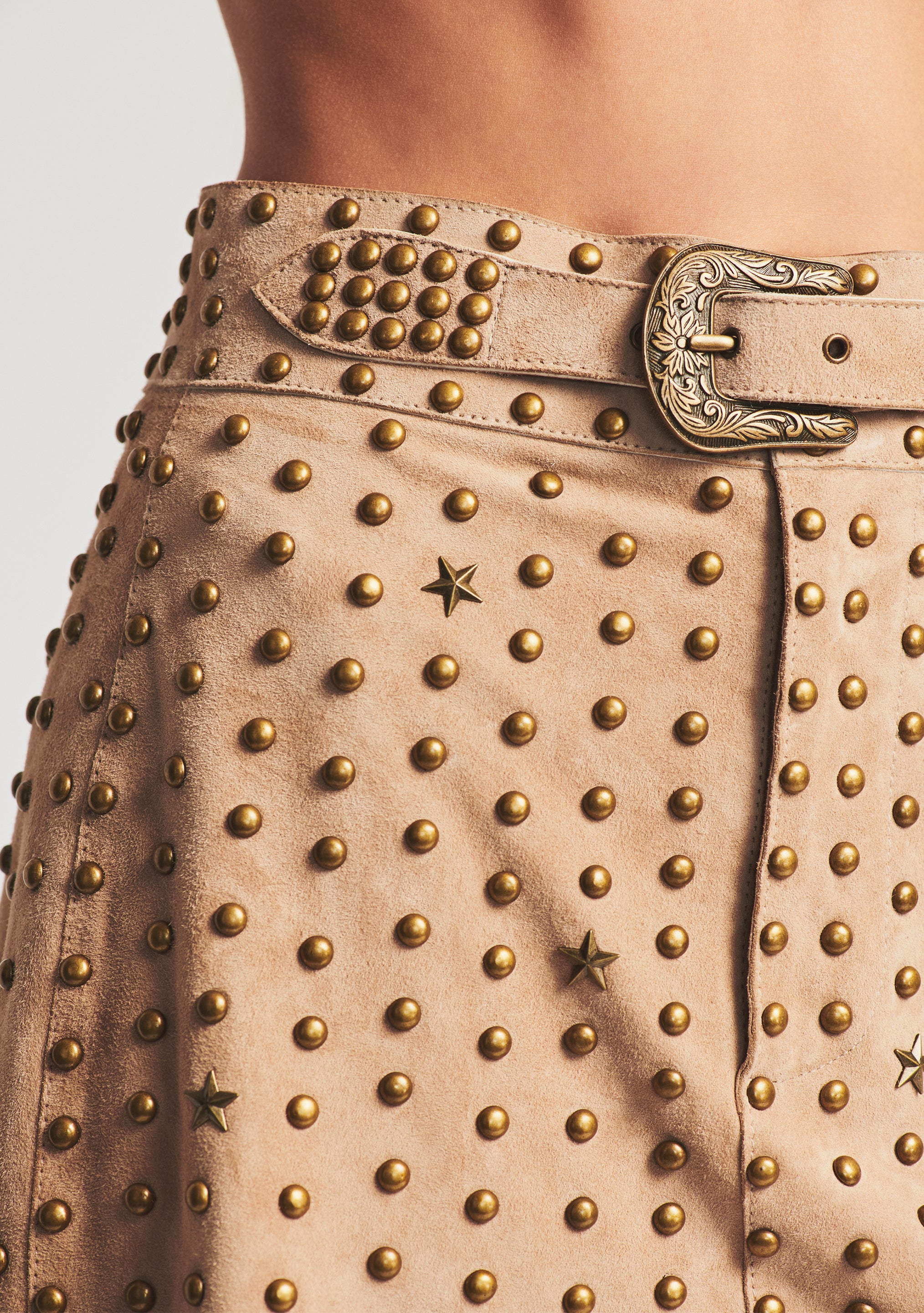 Kirk Suede Studded Skirt-Sunny Prom