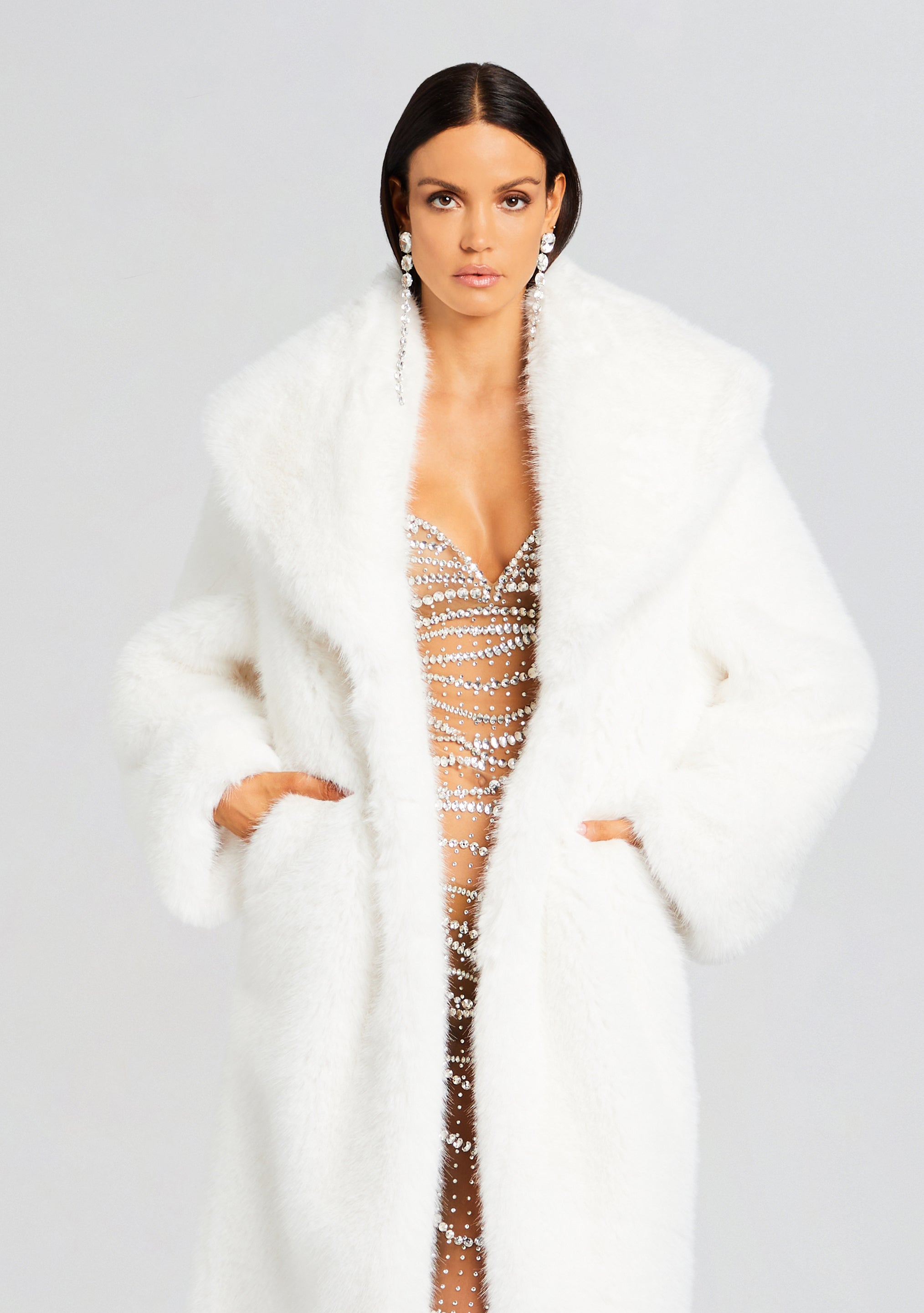 Averie Faux Fur Coat-Sunny Prom