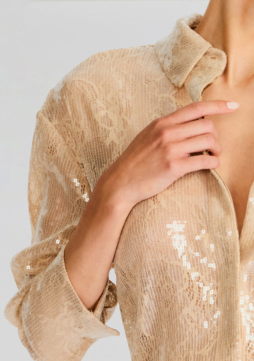 Ariana Sequin Lace Shirt-Sunny Prom