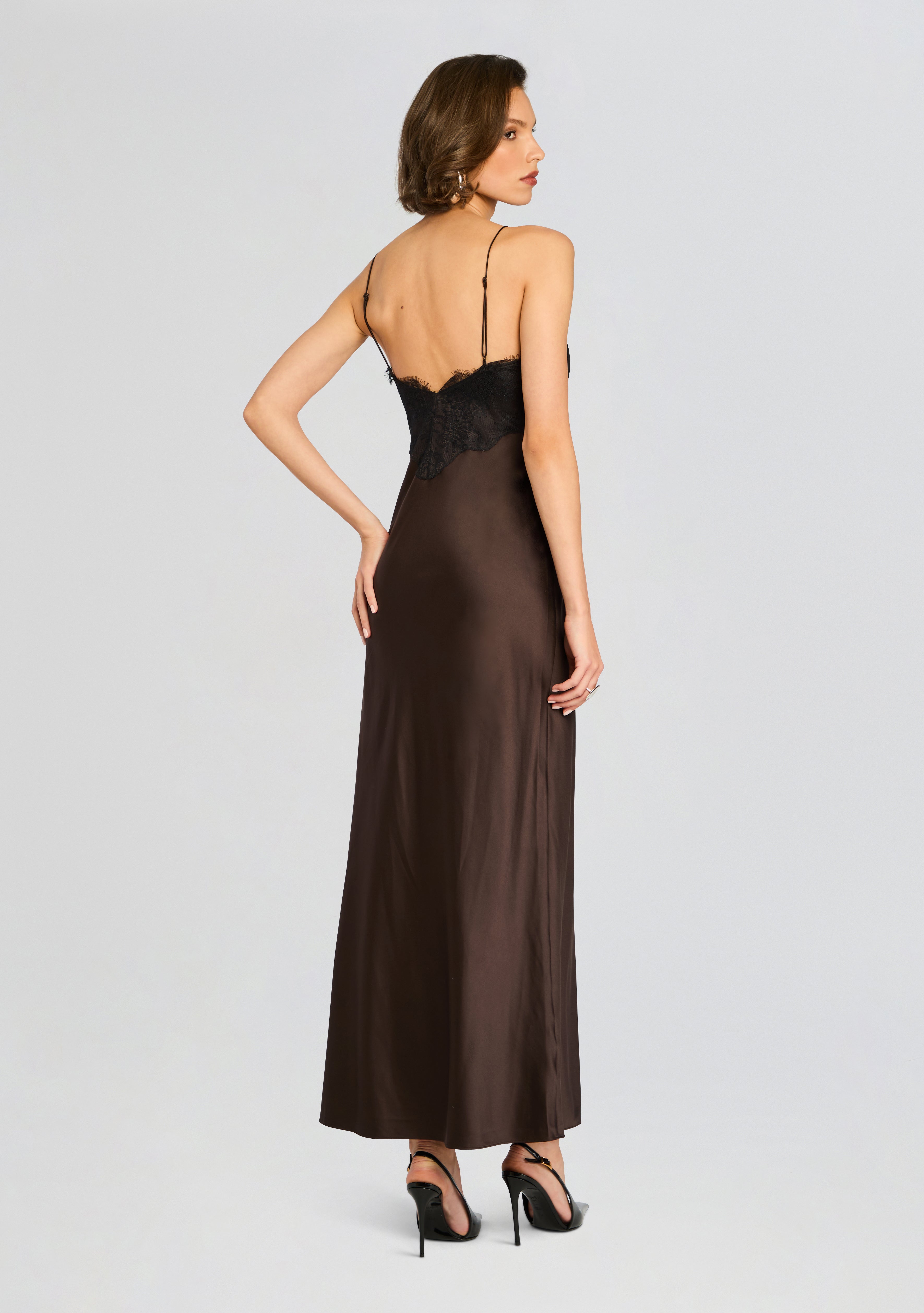 Grenache Satin Maxi Dress-Sunny Prom