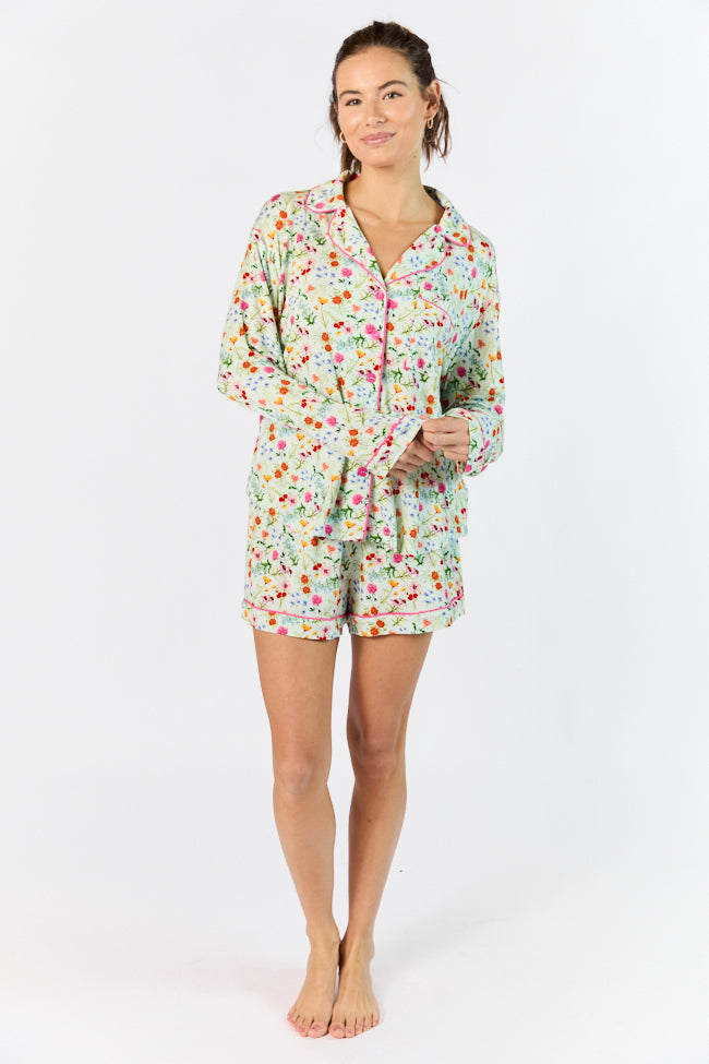 Good To Get Away Botanical Floral Pajama Shorts FINAL SALE-Sunny Prom