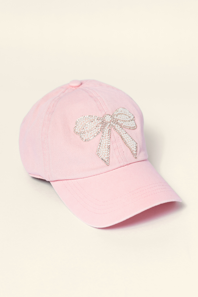 Pink Pearl Bow Hat-Sunny Prom