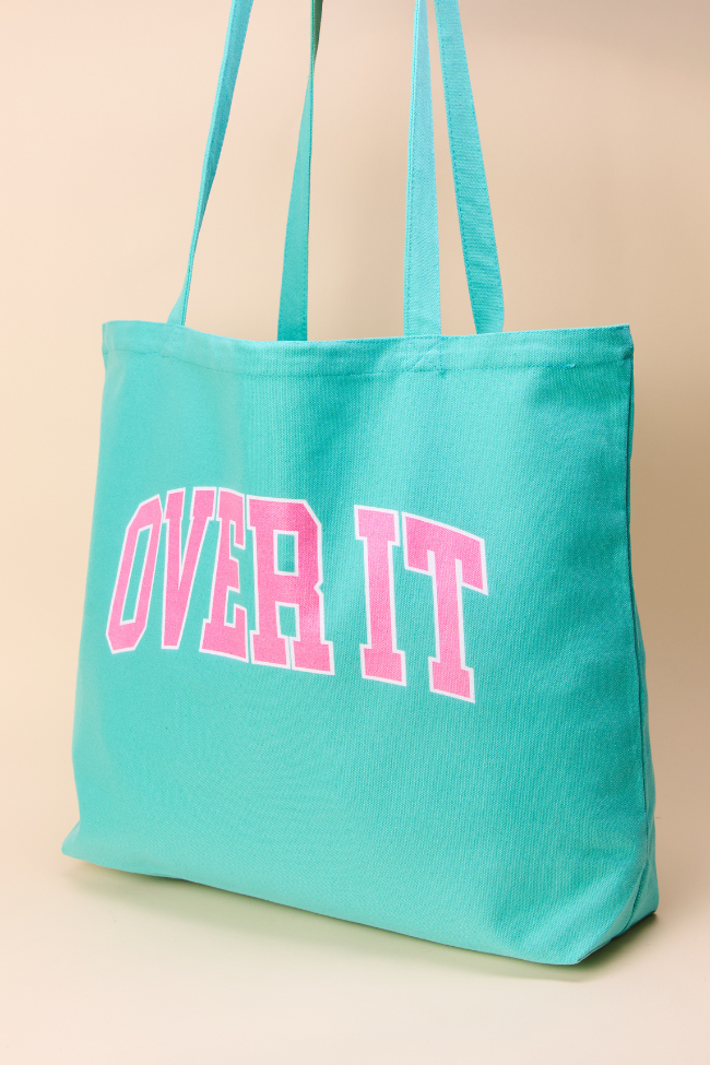 Over It Sea Glass Green Graphic Tote Bag-Sunny Prom