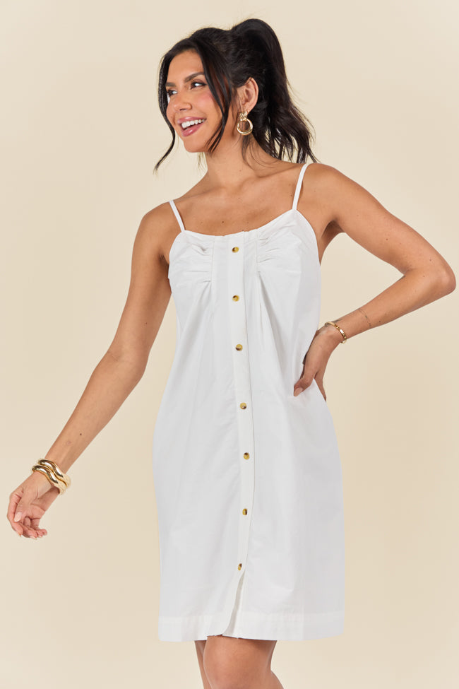 No Looking Back White Button Front Mini Dress FINAL SALE-Sunny Prom