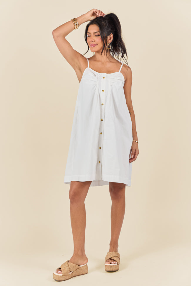 No Looking Back White Button Front Mini Dress FINAL SALE-Sunny Prom