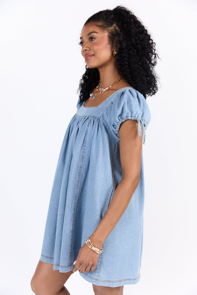 Meet Me Later Chambray Short Sleeve Swing Dress SALE-Sunny Prom