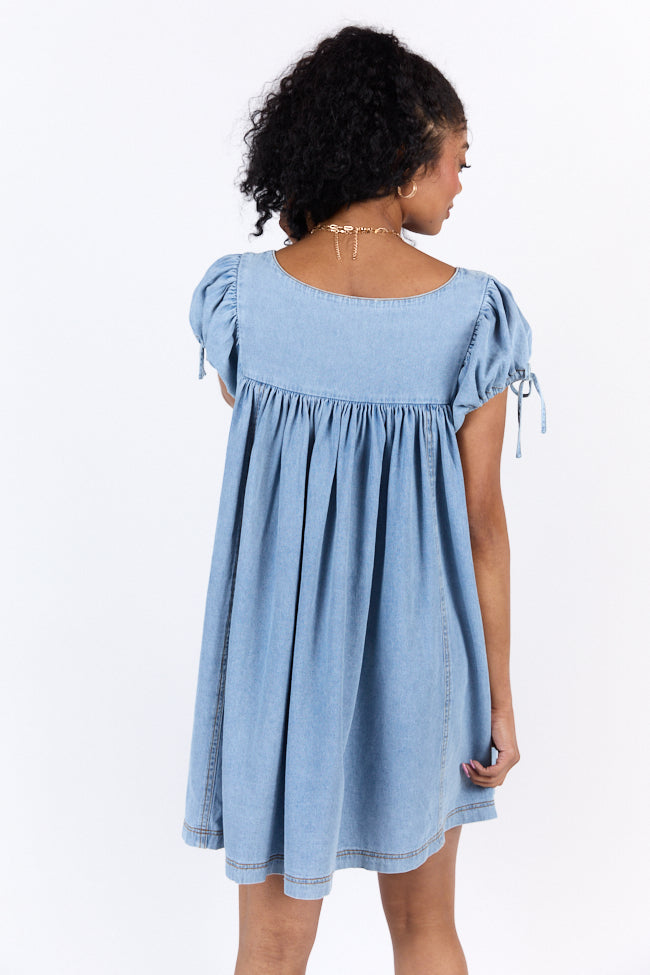 Meet Me Later Chambray Short Sleeve Swing Dress SALE-Sunny Prom