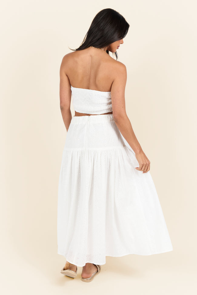 Take It Easy White Eyelet Tube Top Set SALE-Sunny Prom