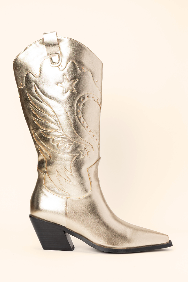 Everlyn Gold Metallic Western Boots SALE-Sunny Prom