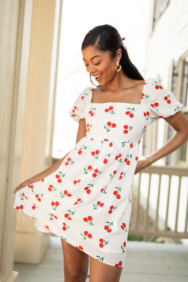 One Day At A Time Cherry Print Mini Dress FINAL SALE-Sunny Prom