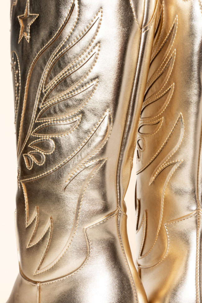 Everlyn Gold Metallic Western Boots SALE-Sunny Prom