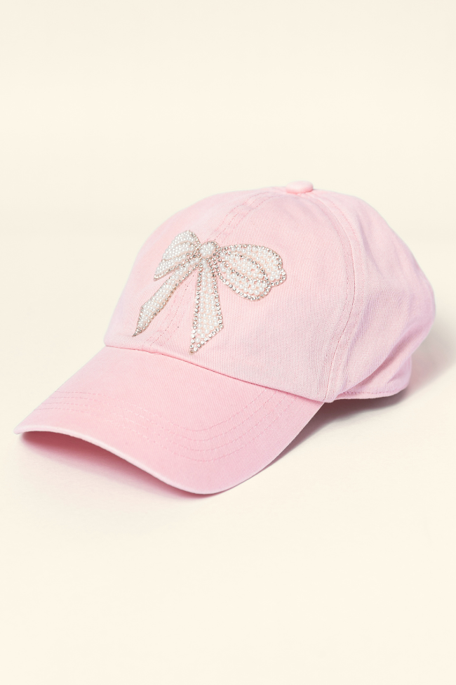 Pink Pearl Bow Hat-Sunny Prom