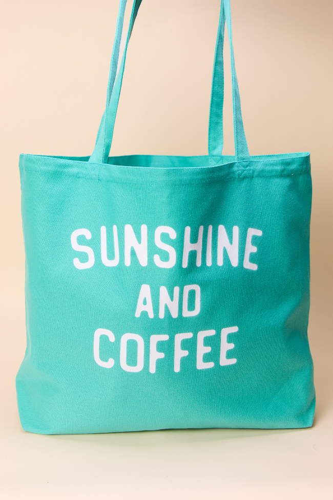 Sunshine and Coffee Sea Glass Green Graphic Tote Bag-Sunny Prom