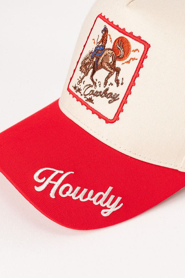 Howdy Cowboy Red Baseball Hat-Sunny Prom