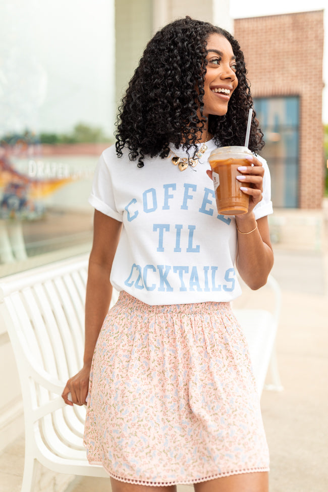 Coffee Til Cocktails White Graphic Tee SALE-Sunny Prom