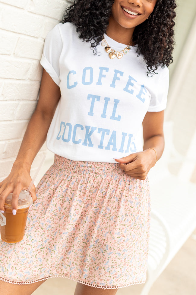 Coffee Til Cocktails White Graphic Tee SALE-Sunny Prom
