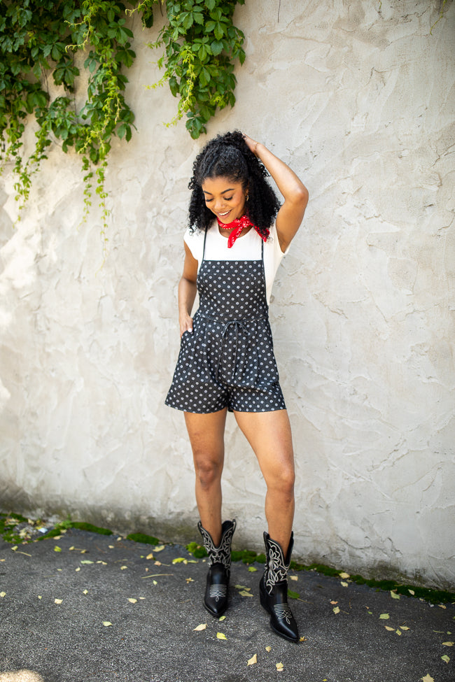 Better Perspective Black Floral Denim Romper-Sunny Prom