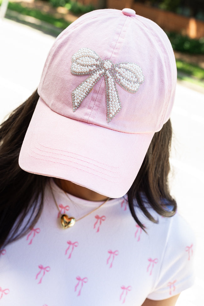 Pink Pearl Bow Hat-Sunny Prom