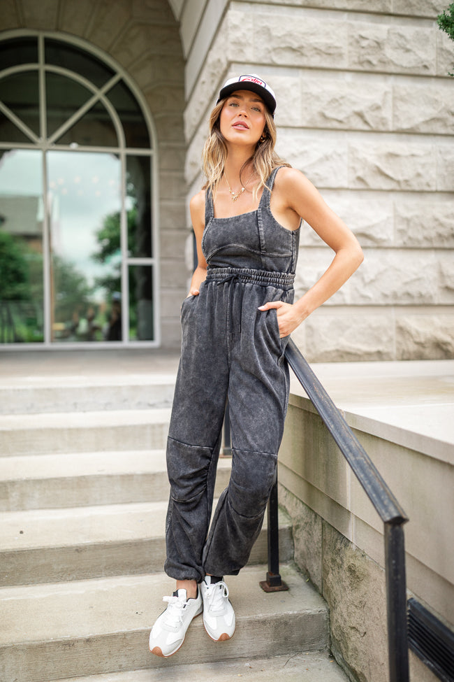 Tayler Acid Wash Black Jumpsuit-Sunny Prom