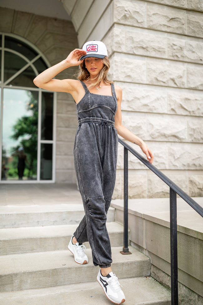Tayler Acid Wash Black Jumpsuit-Sunny Prom