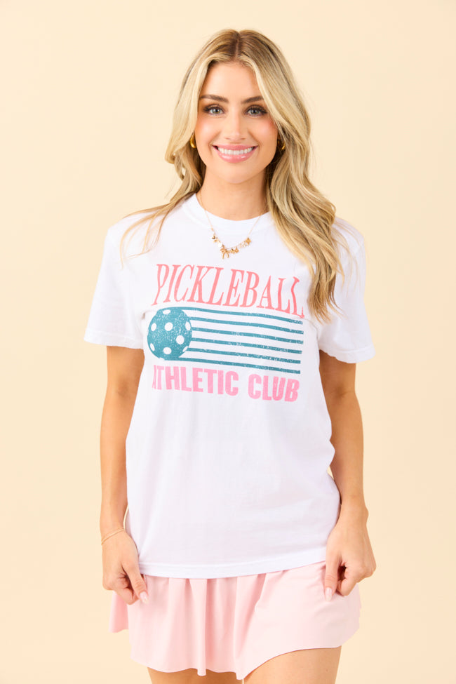 Pickleball Athletic Club White Graphic Tee SALE-Sunny Prom