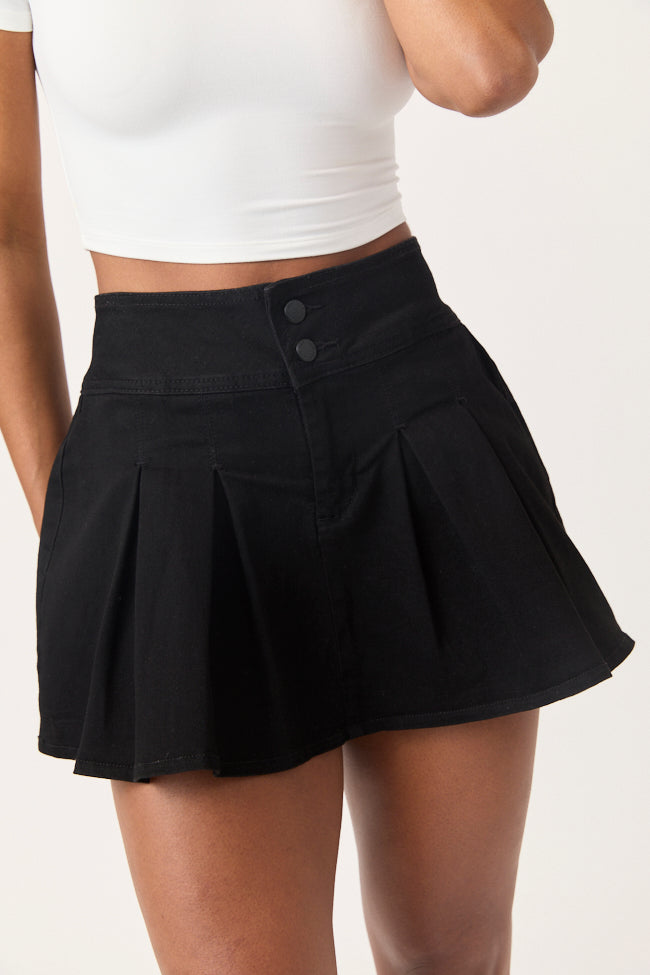 Scottie Black Denim Pleated Skort-Sunny Prom