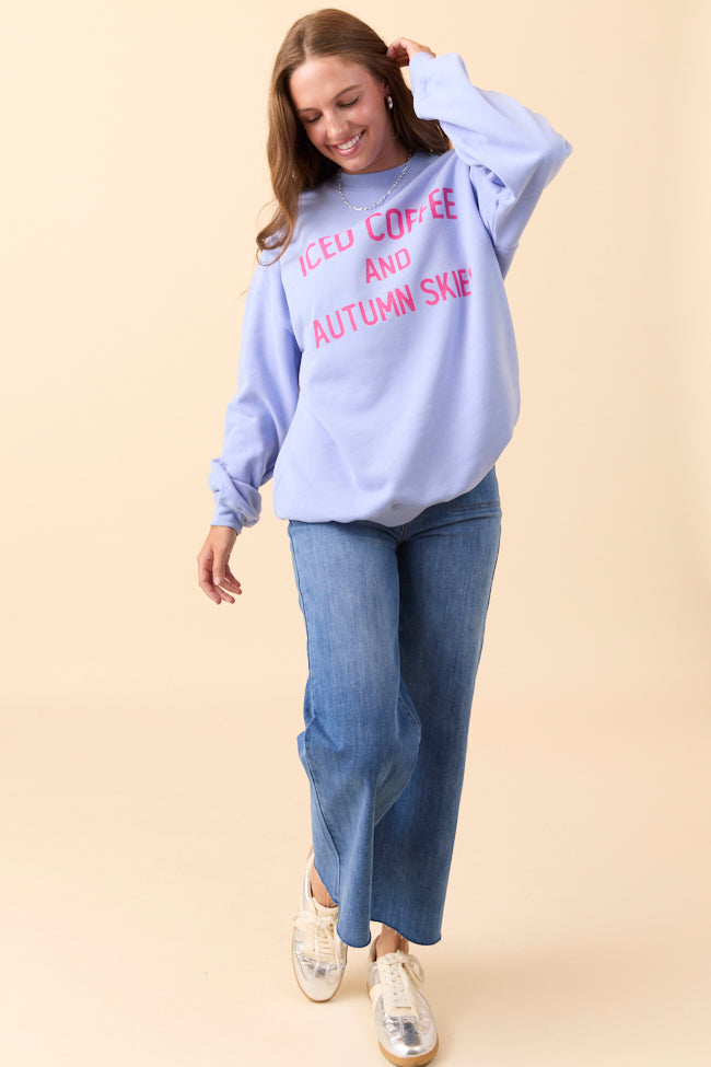 Iced Coffee And Autumn Skies Periwinkle Graphic Sweatshirt SALE-Sunny Prom