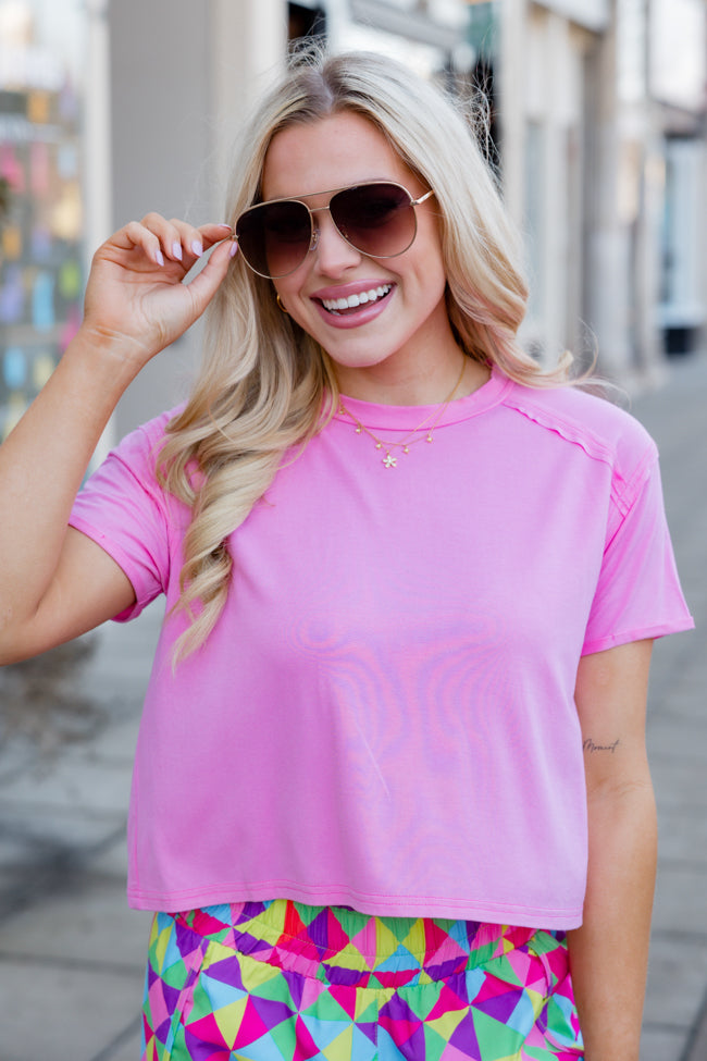 One Step Ahead Pink Cropped Tee FINAL SALE-Sunny Prom