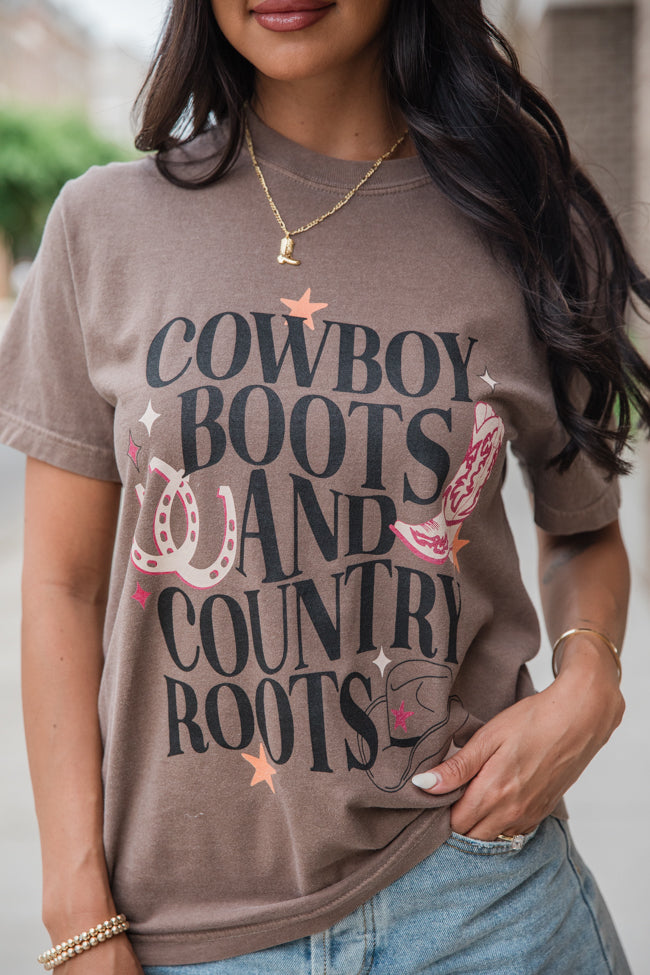 Cowboy Boots and Country Roots Espresso Brown Graphic Tee SALE-Sunny Prom