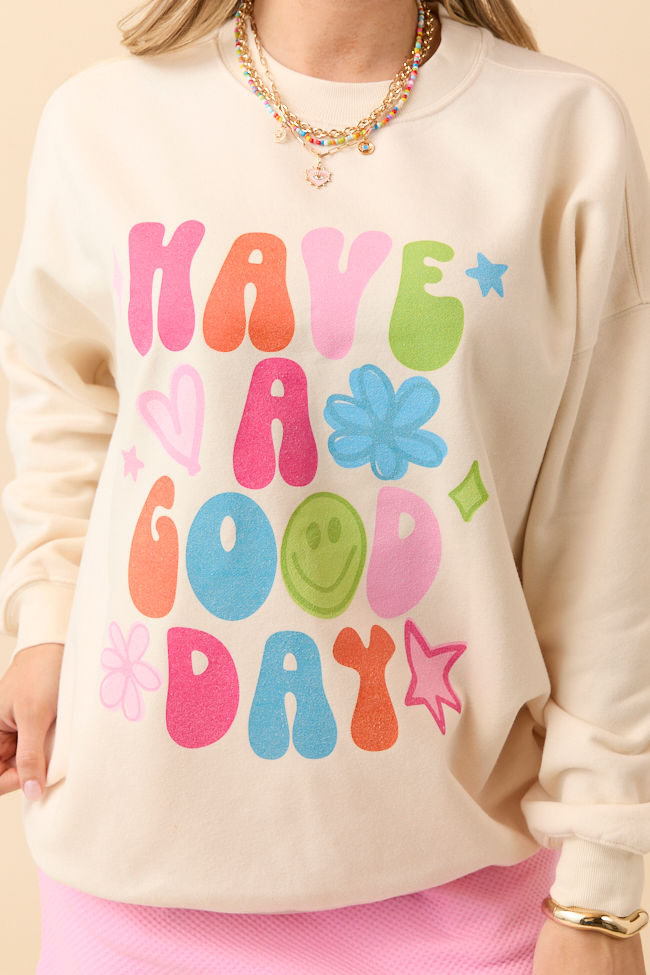 Have A Good Day Cream Graphic Sweatshirt SALE-Sunny Prom