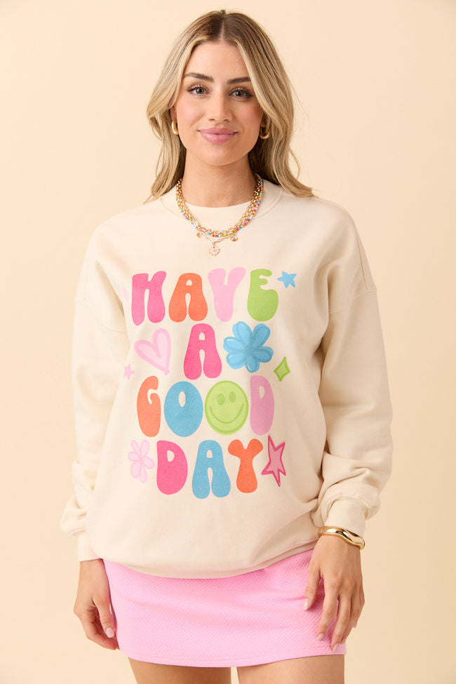 Have A Good Day Cream Graphic Sweatshirt SALE-Sunny Prom