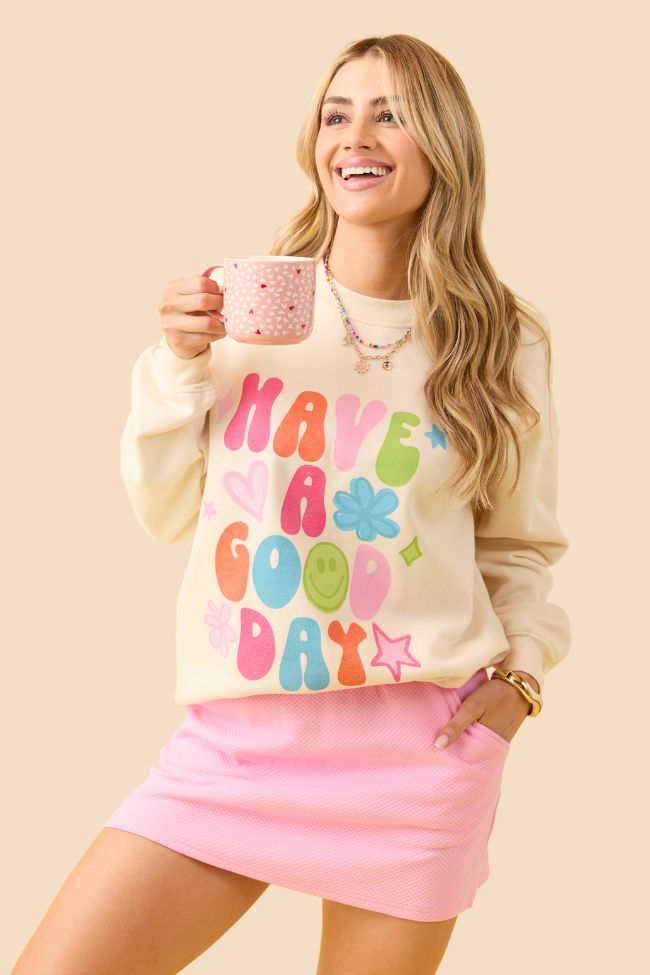 Have A Good Day Cream Graphic Sweatshirt SALE-Sunny Prom