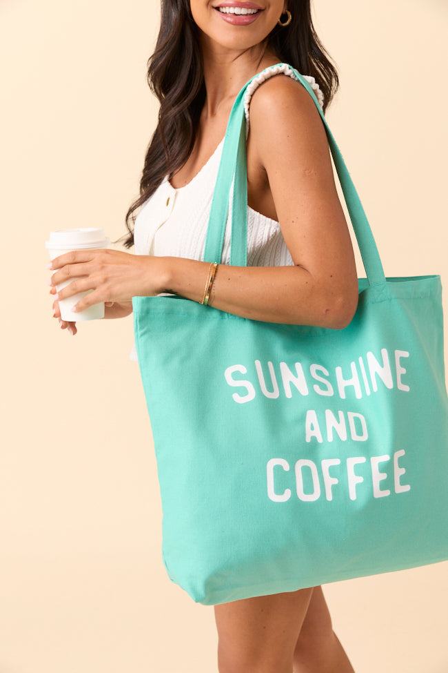 Sunshine and Coffee Sea Glass Green Graphic Tote Bag-Sunny Prom