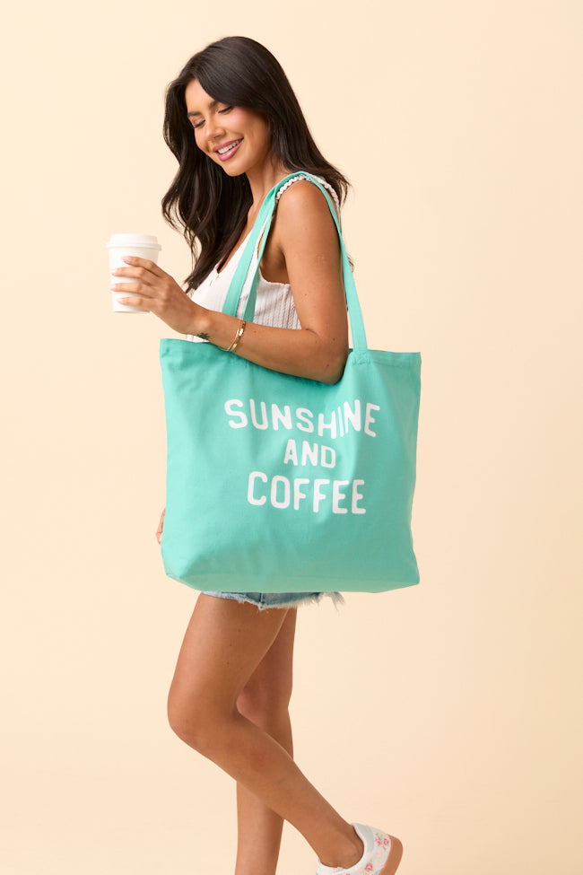 Sunshine and Coffee Sea Glass Green Graphic Tote Bag-Sunny Prom