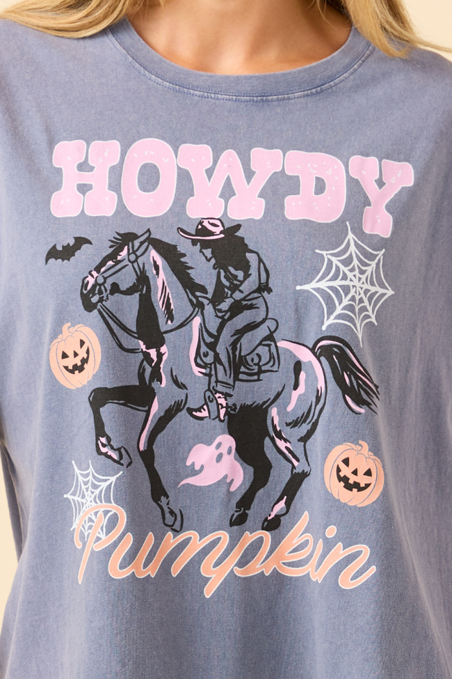 Howdy Pumpkin Dusty Navy Oversized Graphic Tee SALE-Sunny Prom