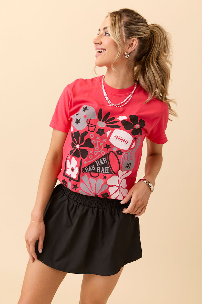 Floral Football Icon Print Paprika Graphic Tee SALE-Sunny Prom