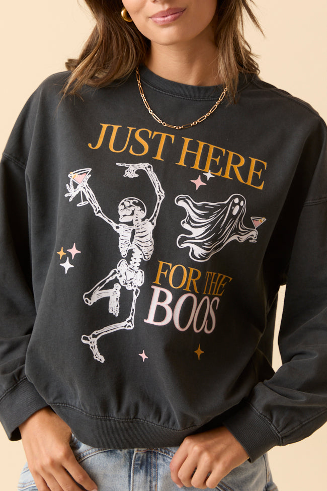 Just Here For The Boos Black Graphic Sweatshirt SALE-Sunny Prom