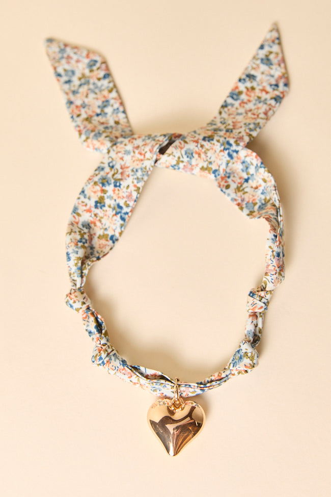 Nora Blue Puff Heart Scarf Necklace-Sunny Prom