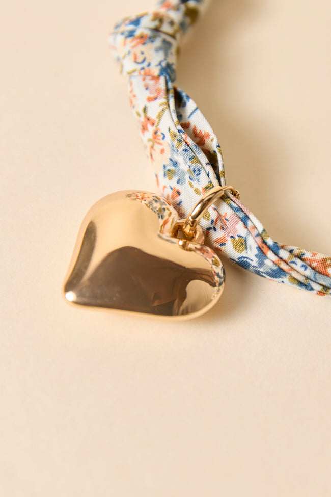 Nora Blue Puff Heart Scarf Necklace-Sunny Prom