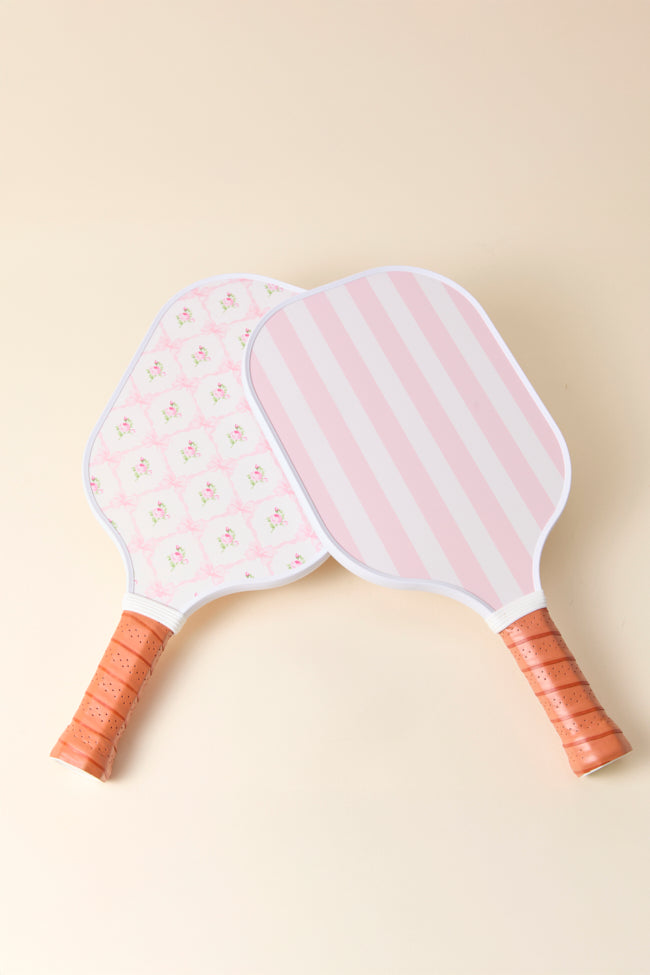Vivian Floral 'N Stripe Pink Pickleball Paddle-Sunny Prom