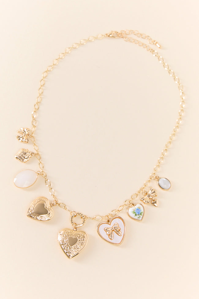 Anabelle Gold Heart Charm Necklace-Sunny Prom