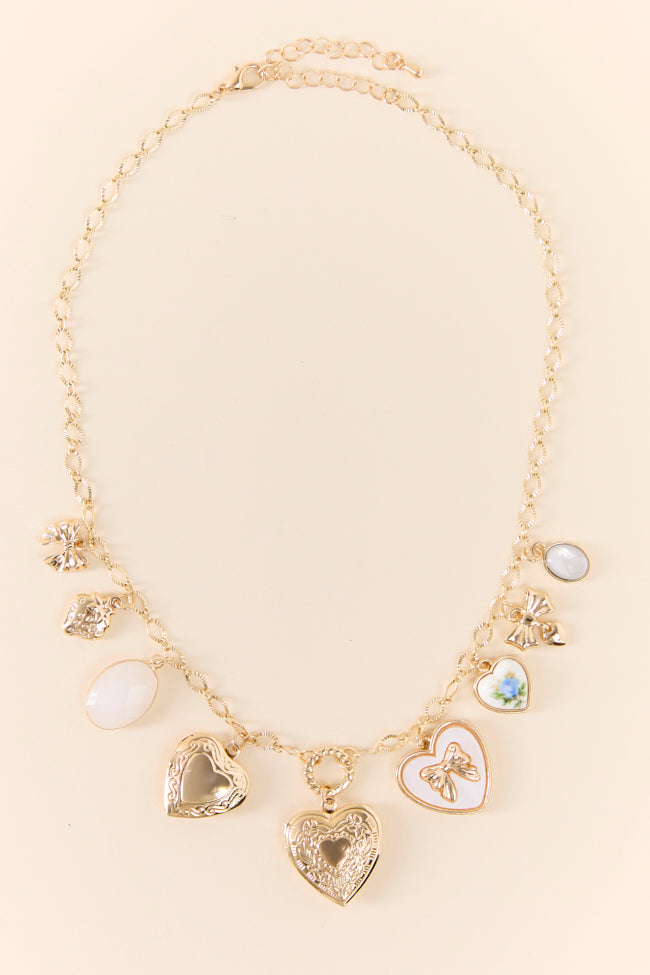 Anabelle Gold Heart Charm Necklace-Sunny Prom