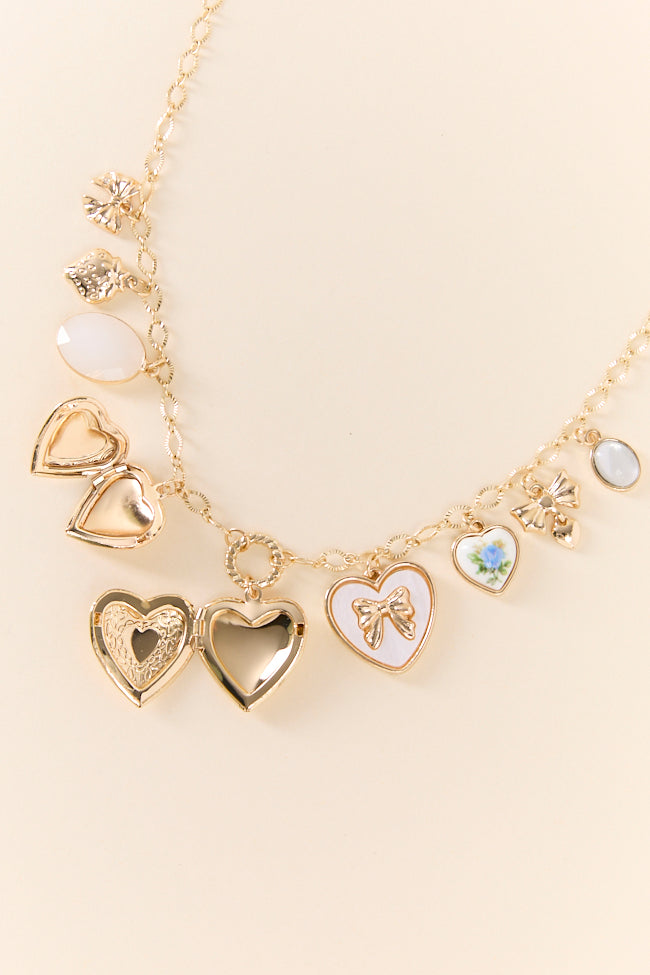 Anabelle Gold Heart Charm Necklace-Sunny Prom