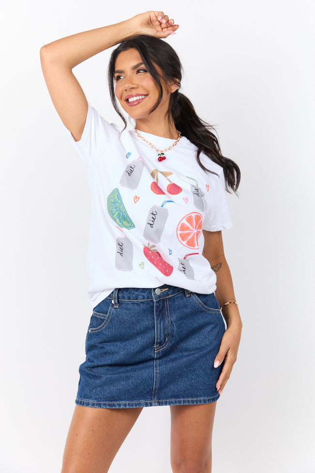 Diet Soda and Fruit White Graphic Tee SALE-Sunny Prom
