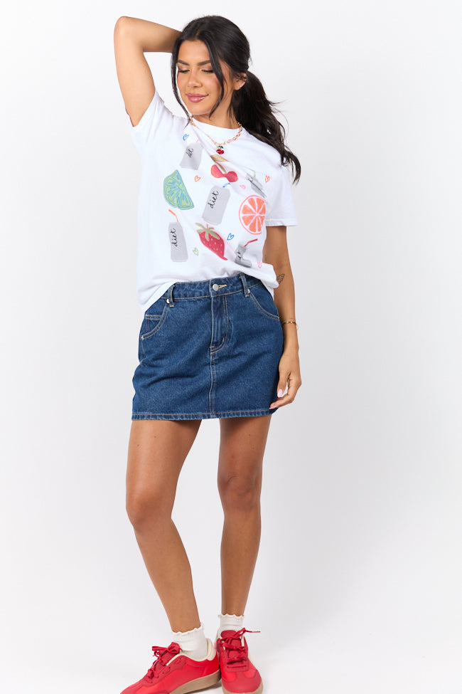 Diet Soda and Fruit White Graphic Tee SALE-Sunny Prom