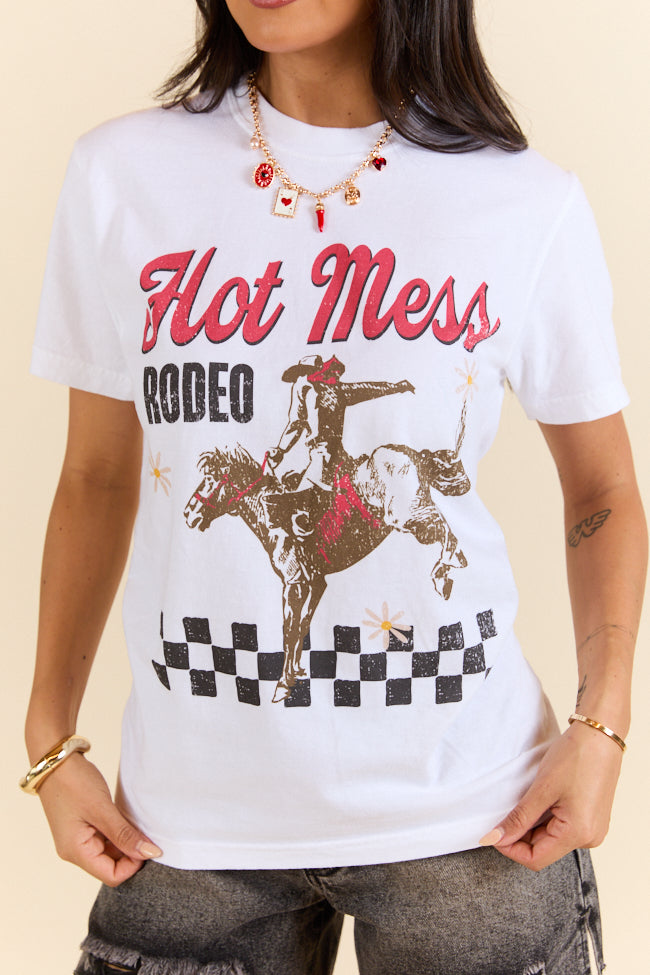 Hot Mess Rodeo White Graphic Tee SALE-Sunny Prom