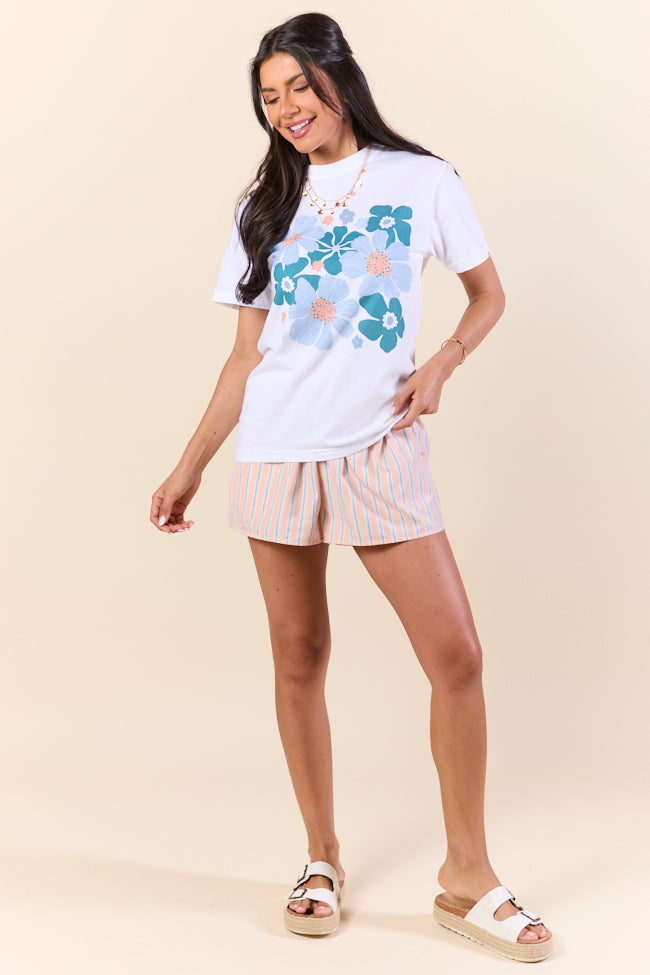 Organic Floral Print White Graphic Tee SALE-Sunny Prom